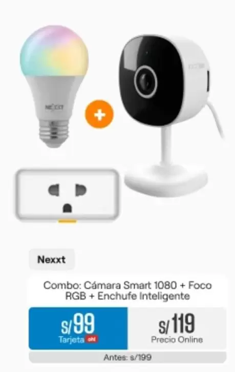 Smart - Cámara  1080 + Foco RGB + Enchufe Inteligente
