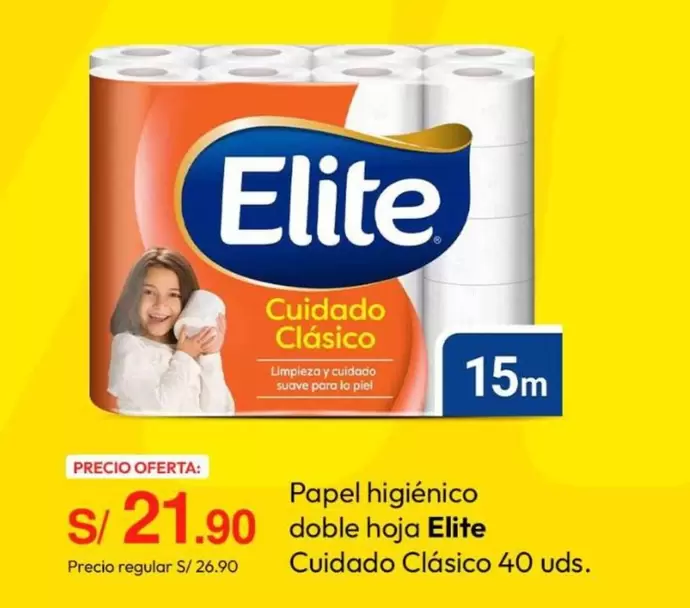 Elite - Papel higiénico doble hoja Cuidado Clásico 40 uds.