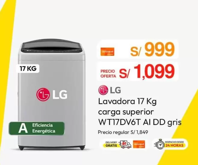Lg - Lavadora 17 Kg carga superior WT17DV6T AI DD gris