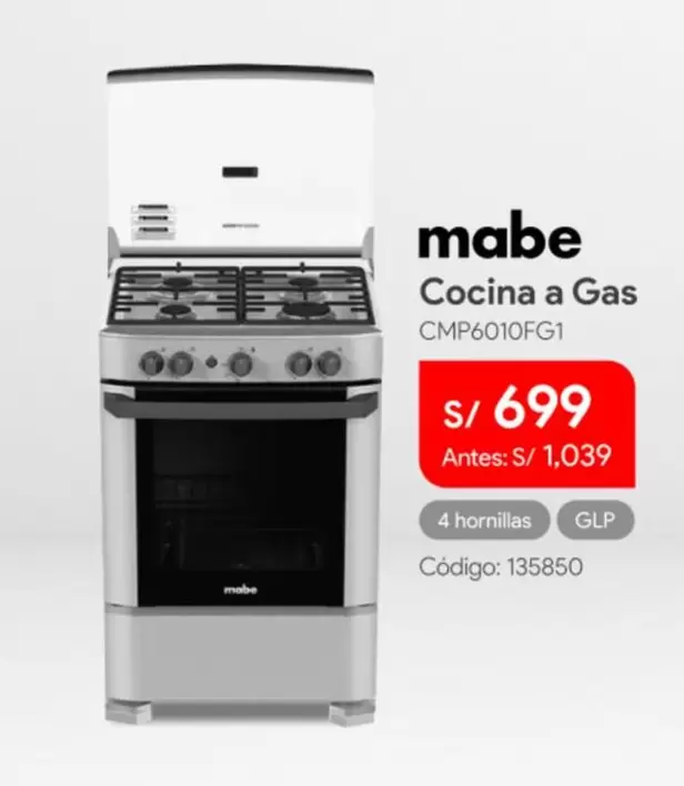 Mabe - Cocina a Gas CMP6010FG1