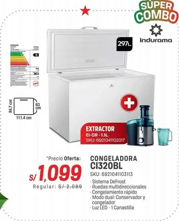 Indurama - CONGELADORA CI320BL