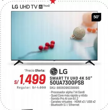 Lg - SMART TV UHD 4K 50" 50UA7300PSB