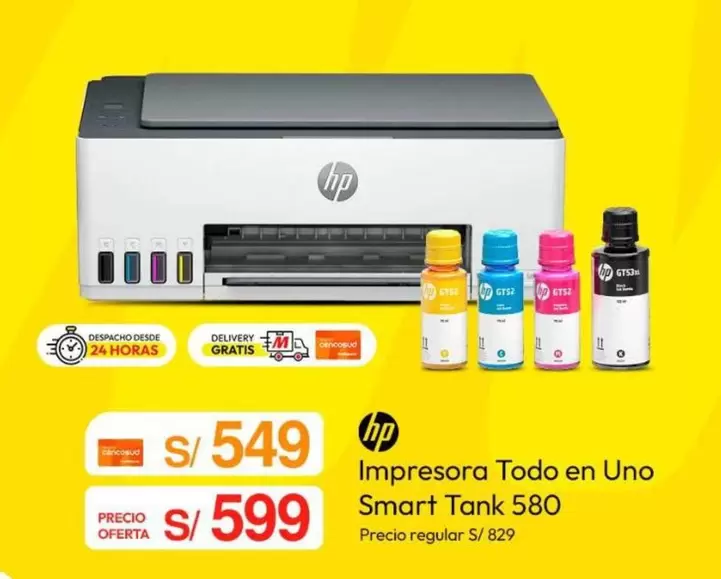 Hp - Impresora Todo en Uno Smart Tank 580