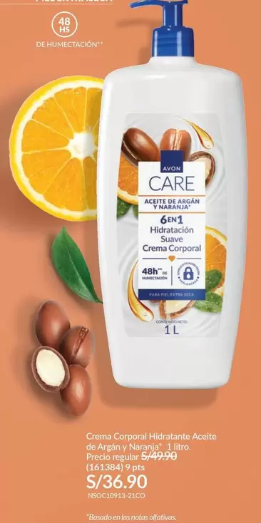 Avon - Crema Corporal Hidratante Aceite de Argán y Naranja