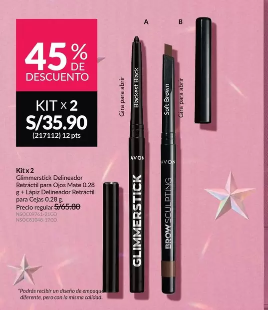 PTS - Glimmerstick Delineador Retráctil para Ojos Mate + Lápiz Delineador Retráctil para Cejas