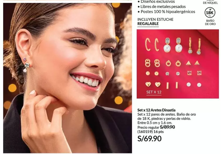 Oro - Set x 12 Aretes Díasita