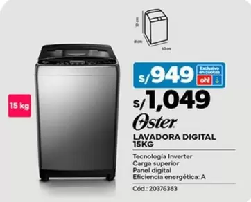 Oster - LAVADORA DIGITAL 15KG