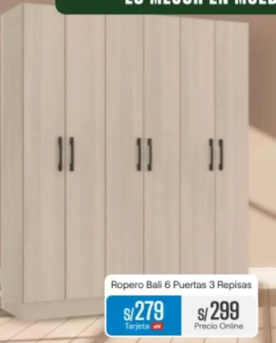 Bali - Ropero  6 Puertas 3 Repisas