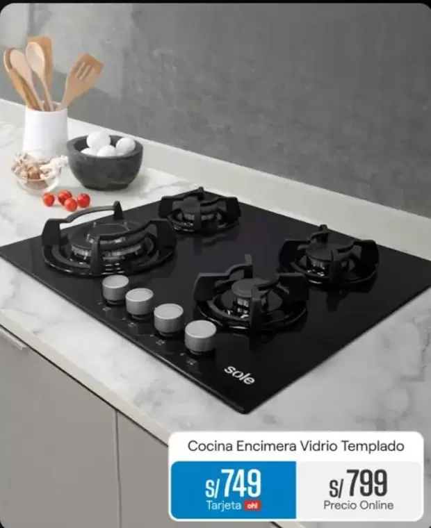 Sole - Cocina Encimera Vidrio Templado