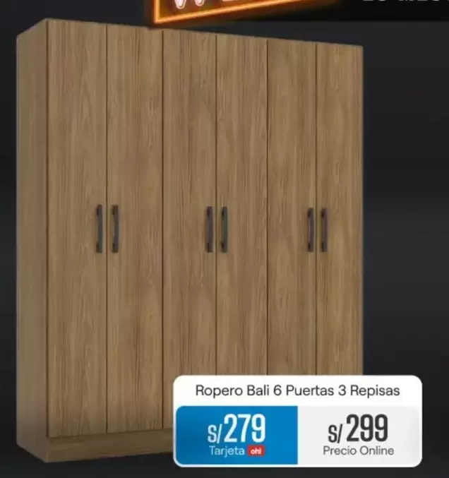 Bali - Ropero 6 Puertas 3 Repisas