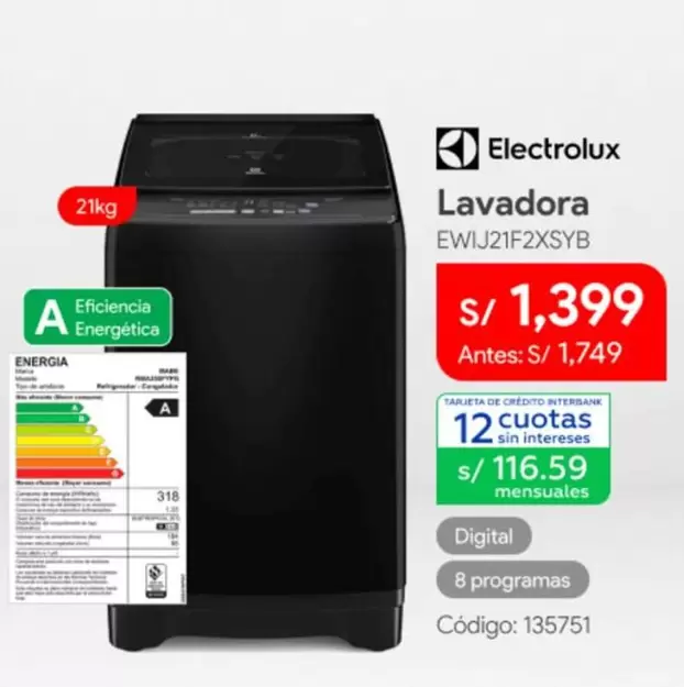 Electrolux - Lavadora EWIJ21F2XSYB
