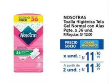 Nosotras - Toalla Higiénica Tela Gel Normal con Alas