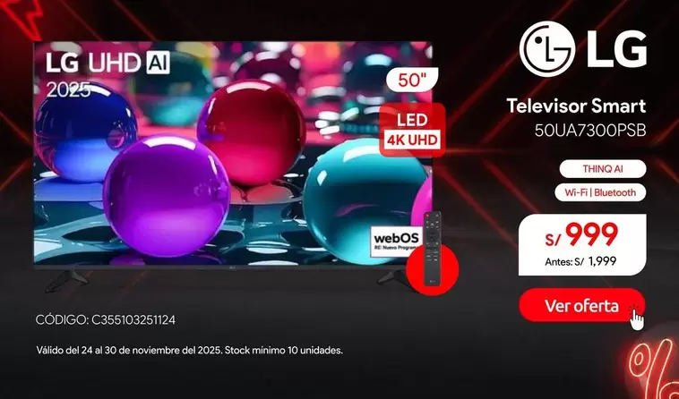 Lg - Televisor Smart 50UA7300PSB