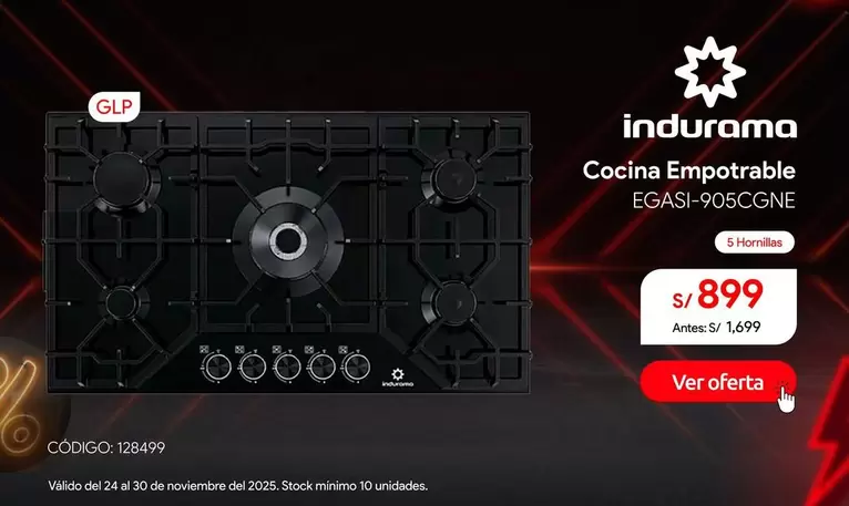 Indurama - Cocina Empotrable EGASI-905CGNE