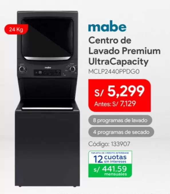 Mabe - Centro de Lavado Premium UltraCapacity MCLP2440PPDGO
