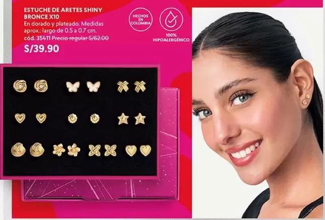 Dorado - ESTUCHE DE ARETES SHINY BRONCE X10