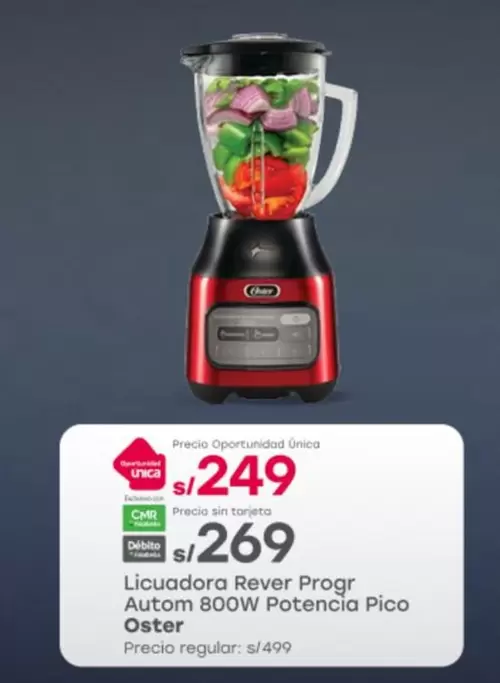 Oster - Licuadora Rever Progr Autom 800W Potencia Pico