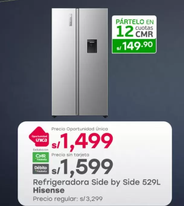 Hisense - Refrigeradora Side by Side 529L