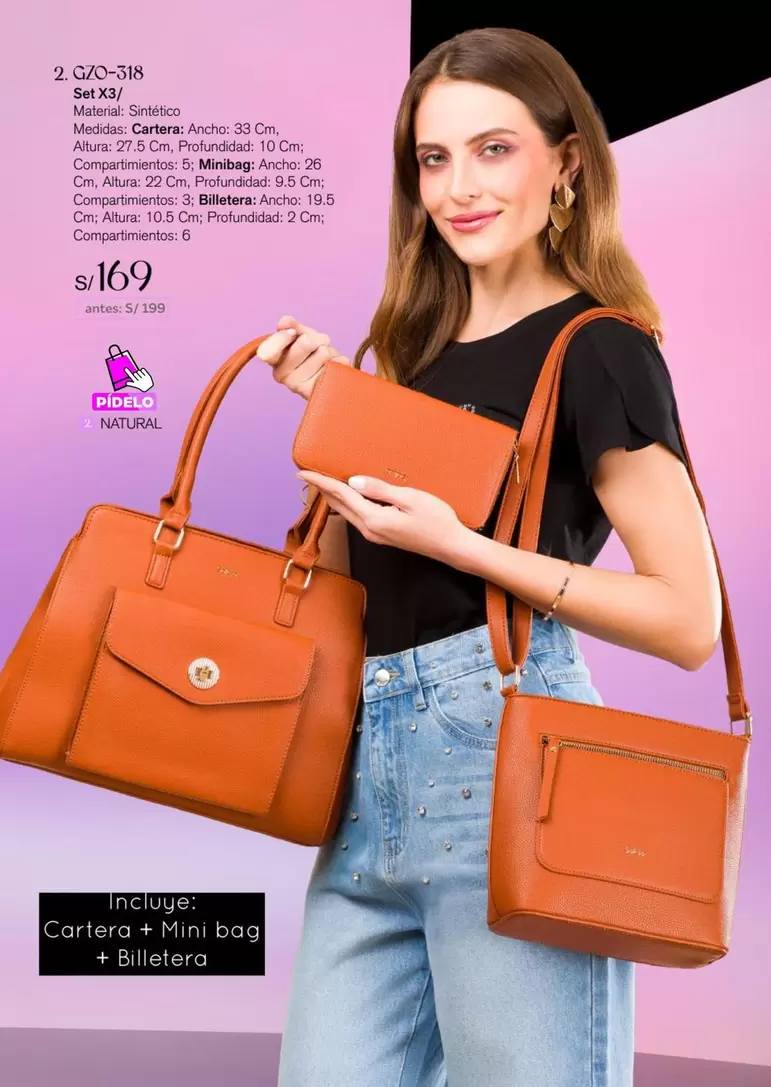 Natural - Cartera + Mini bag + Billetera