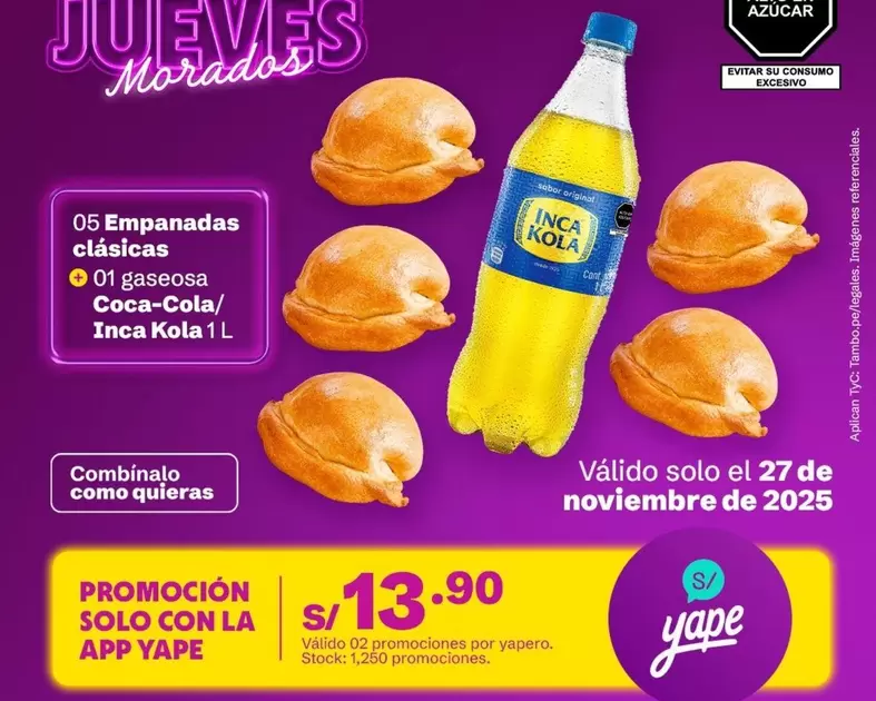 Coca-Cola - Empanadas clásicas, gaseosa / Inca Kola 1L