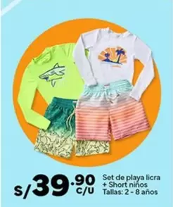Set de playa licra + Short niños