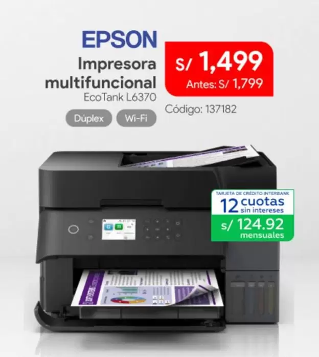 Epson - Impresora multifuncional EcoTank L6370
