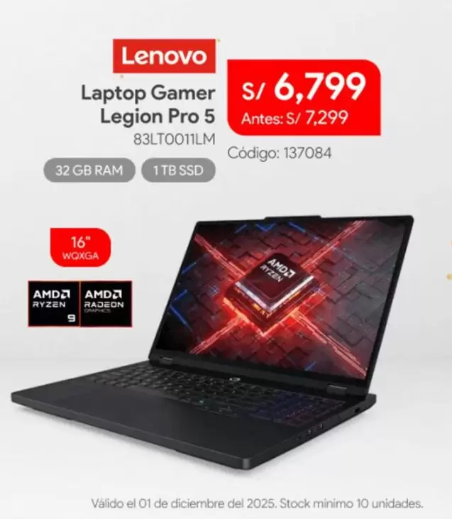 Lenovo - Laptop Gamer Legion Pro 5 83LT0011LM