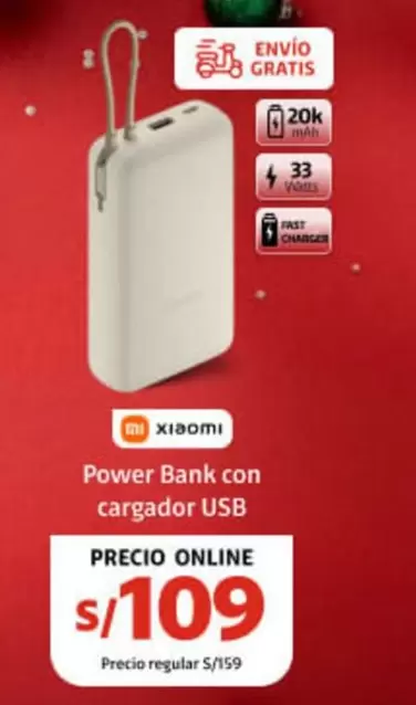 Xiaomi - Power Bank con cargador USB