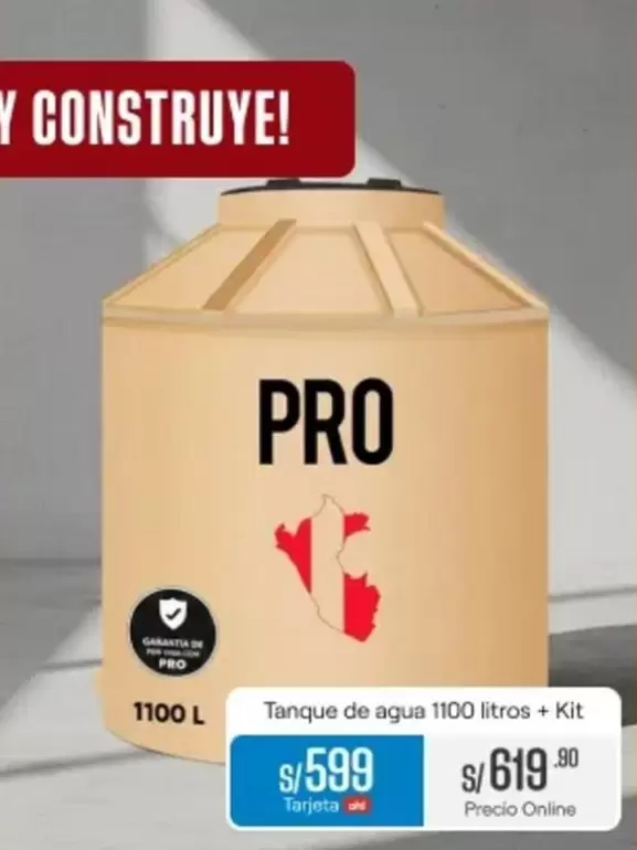 Pro    - Tanque de agua 1100 litros + Kit