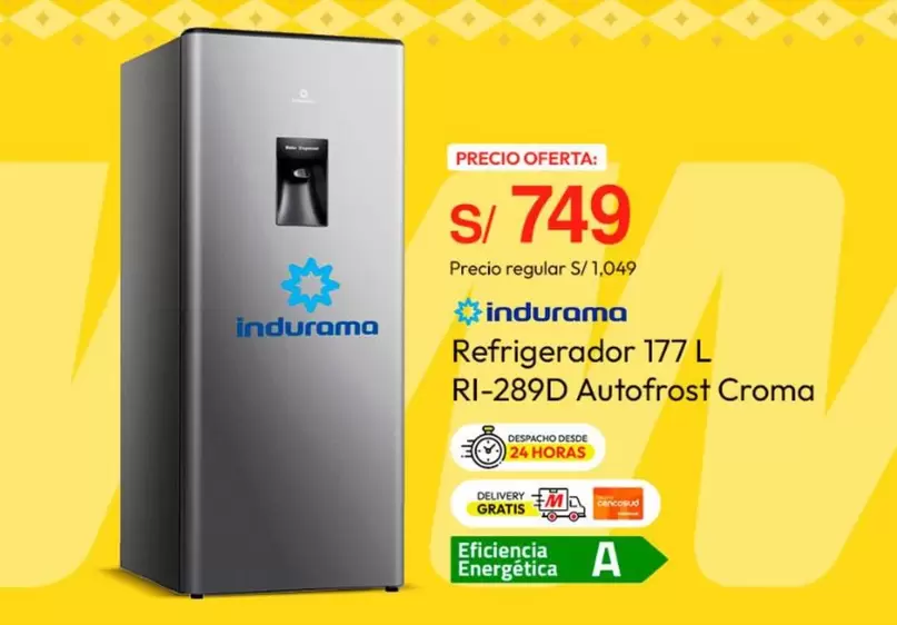 Indurama - Refrigerador 177 L RI-289D Autofrost Croma