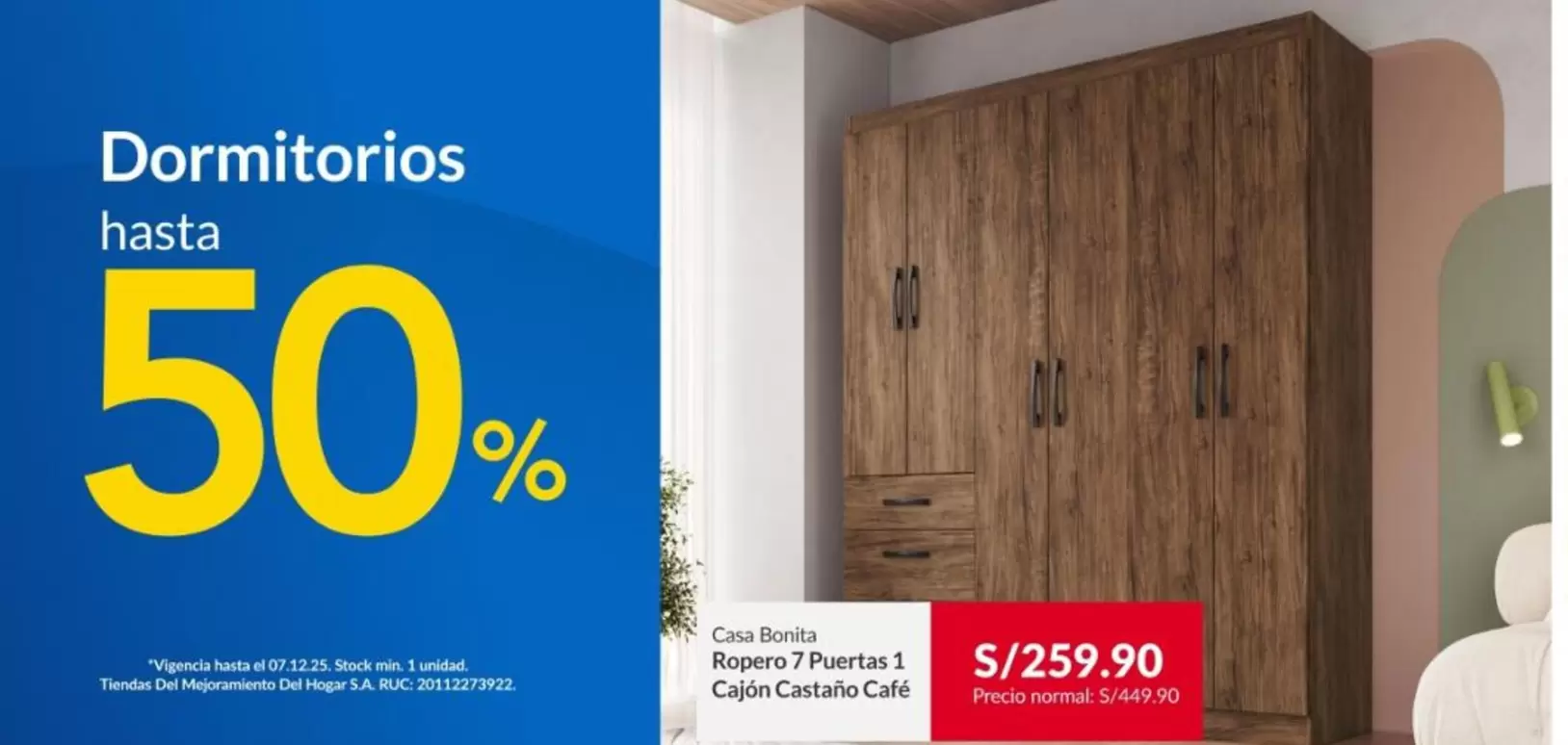 Ropero 7 Puertas 1 Cajón Castaño Café