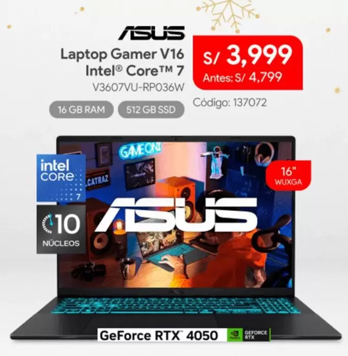 Asus - Laptop Gamer V16 Intel® Core™м 7 V3607VU-RP036W