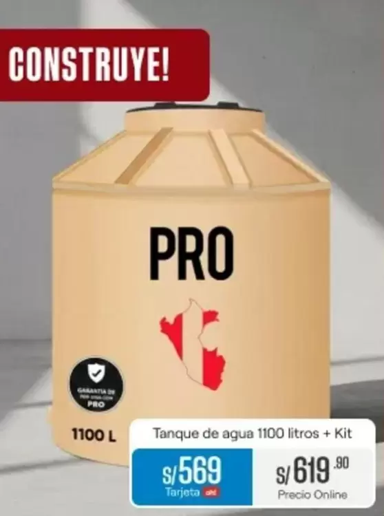 Pro    - Tanque de agua 1100 litros + Kit