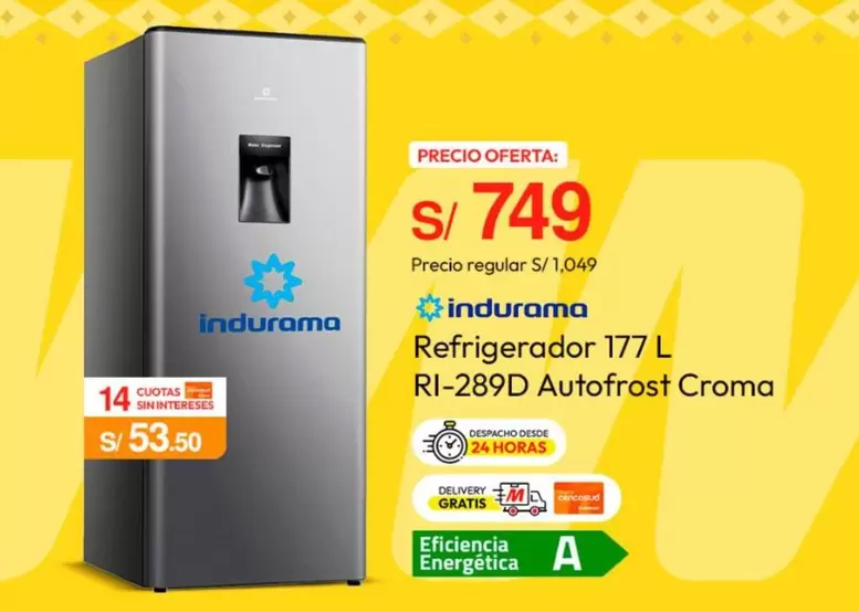 Indurama - Refrigerador 177 L RI-289D Autofrost Croma