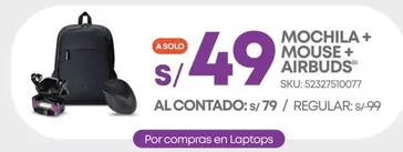 Solo - MOCHILA + MOUSE + AIRBUDS