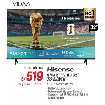 Hisense - SMART TV HD 32" 32A4NV