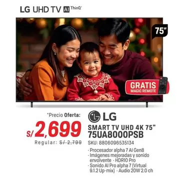 Lg - SMART TV UHD 4K 75" 75UA8000PSB