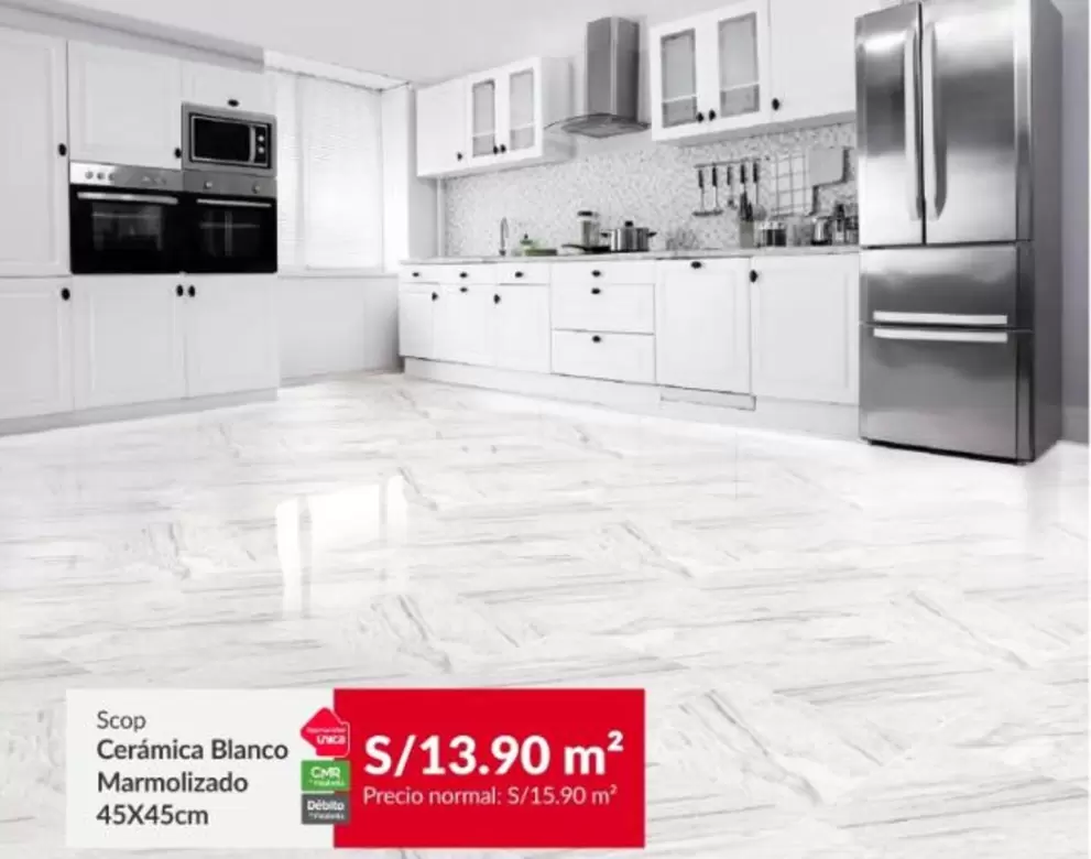 Cerámica Blanco Marmolizado