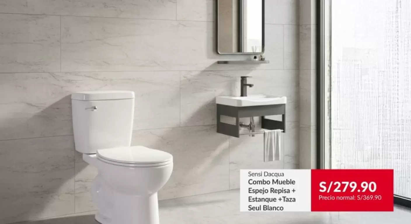 Dacqua - Combo Mueble Espejo Replica + Estanque + Taza Soul Blanco