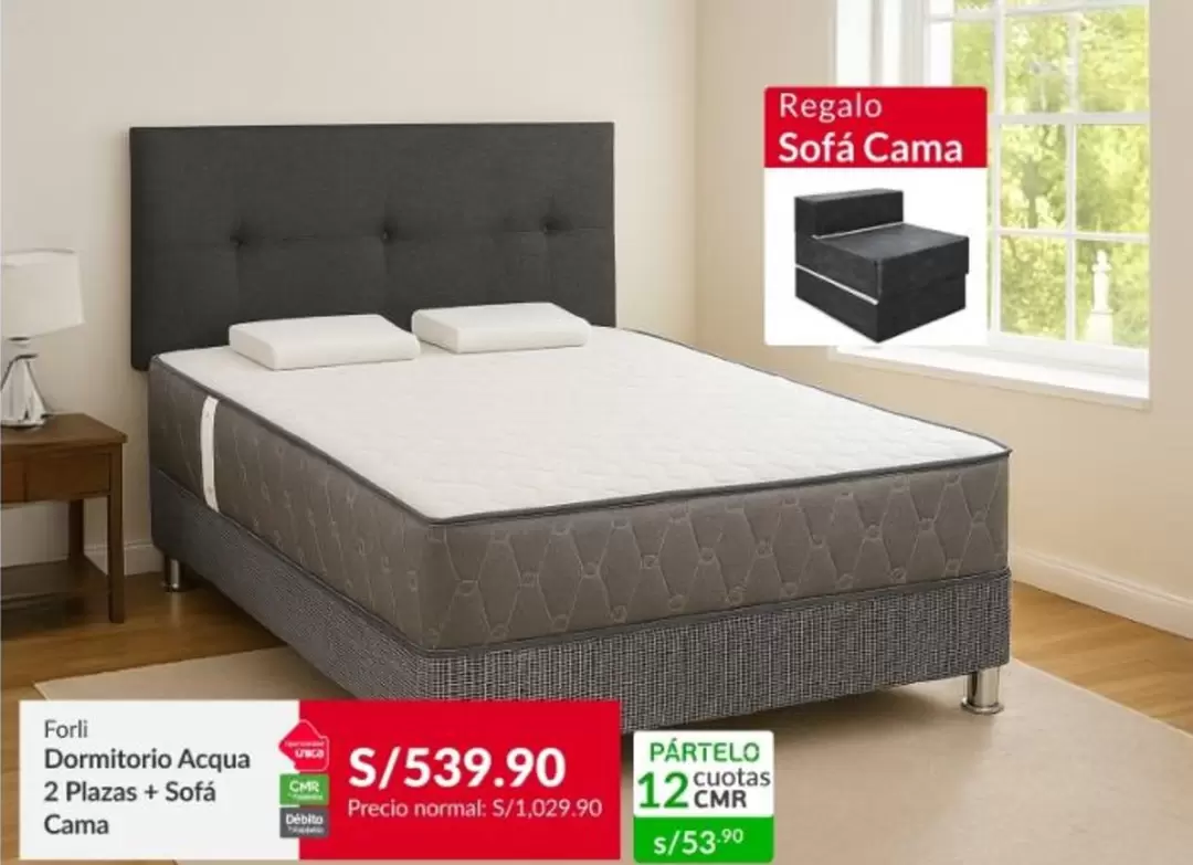 Forli - Dormitorio Acqua 2 Plazas + Sofá Cama