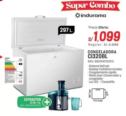 Indurama - CONGELADORA C1320BL