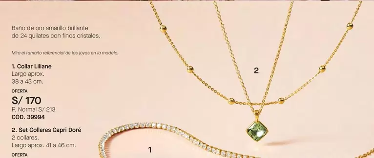 Oro - Collar Lillane, Set Collares Capri Dore