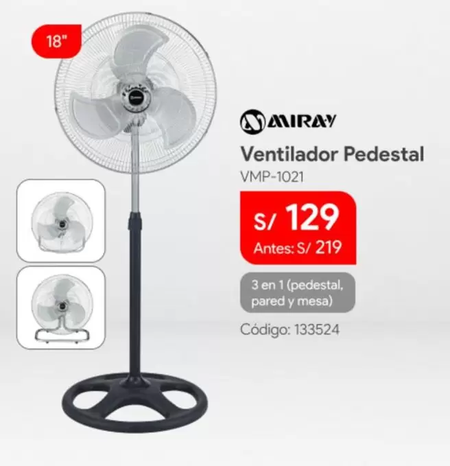 Miray - Ventilador Pedestal VMP-1021
