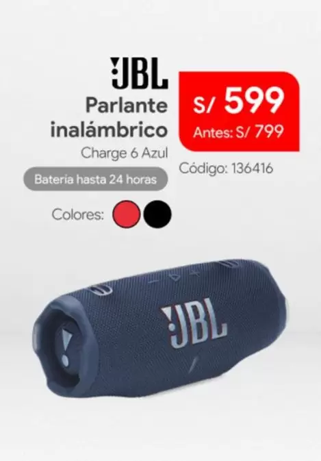 JBL - Parlante inalámbrico Charge 6 Azul
