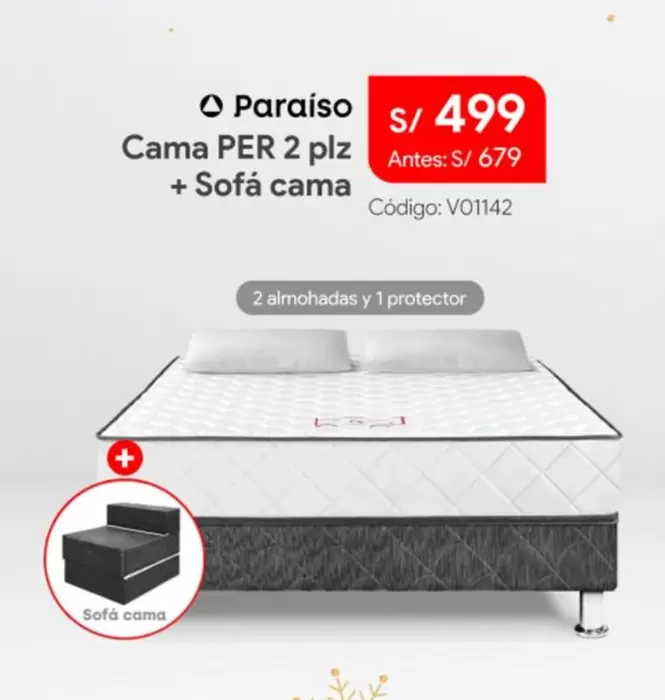 Cama PER 2 plz + Sofá cama