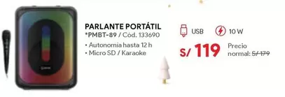 PARLANTE PORTÁTIL *PMBT-89 / Cod. 133690