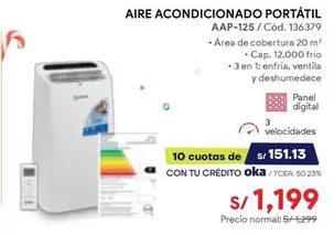 AIRE ACONDICIONADO PORTÁTIL AAP-125 / Cód. 136379