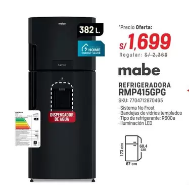 Mabe - REFRIGERADORA RMP415GPG