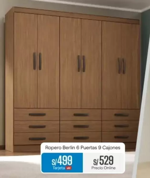 Ropero Berlin 6 Puertas 9 Cajones
