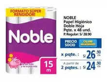 Noble - Papel Higiénico Doble Hoja Pqte. x 48 und.